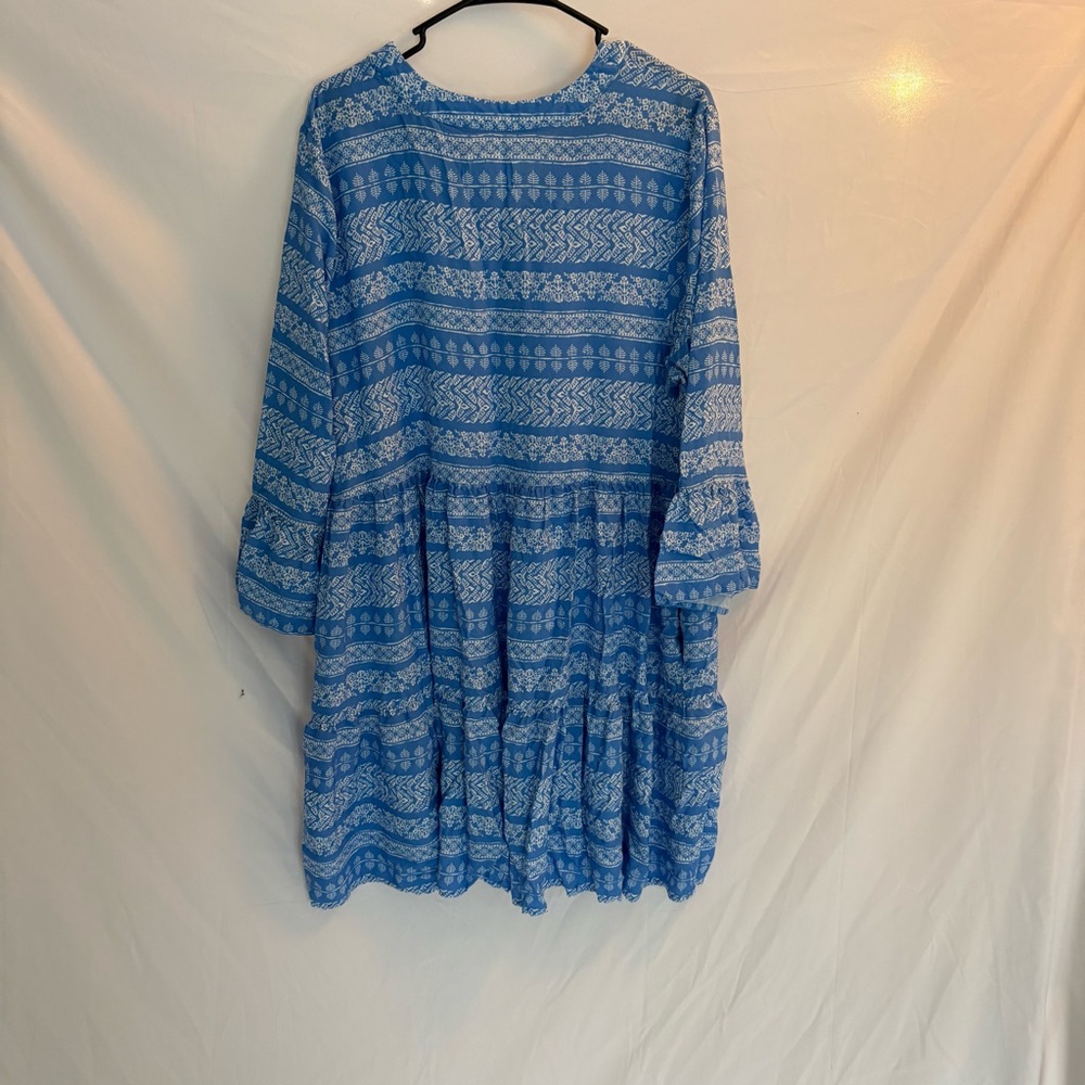 Destination 365 Blue and White Patterned Women's Peasant Tunic Beach Dress Sz XL - Picture 3 of 6